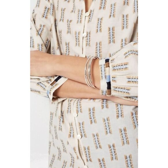 Pure Jill J. Jill Easy Button Front Boho Embroidered 3/4 Sleeve Blouse XL Cream - Picture 3 of 16